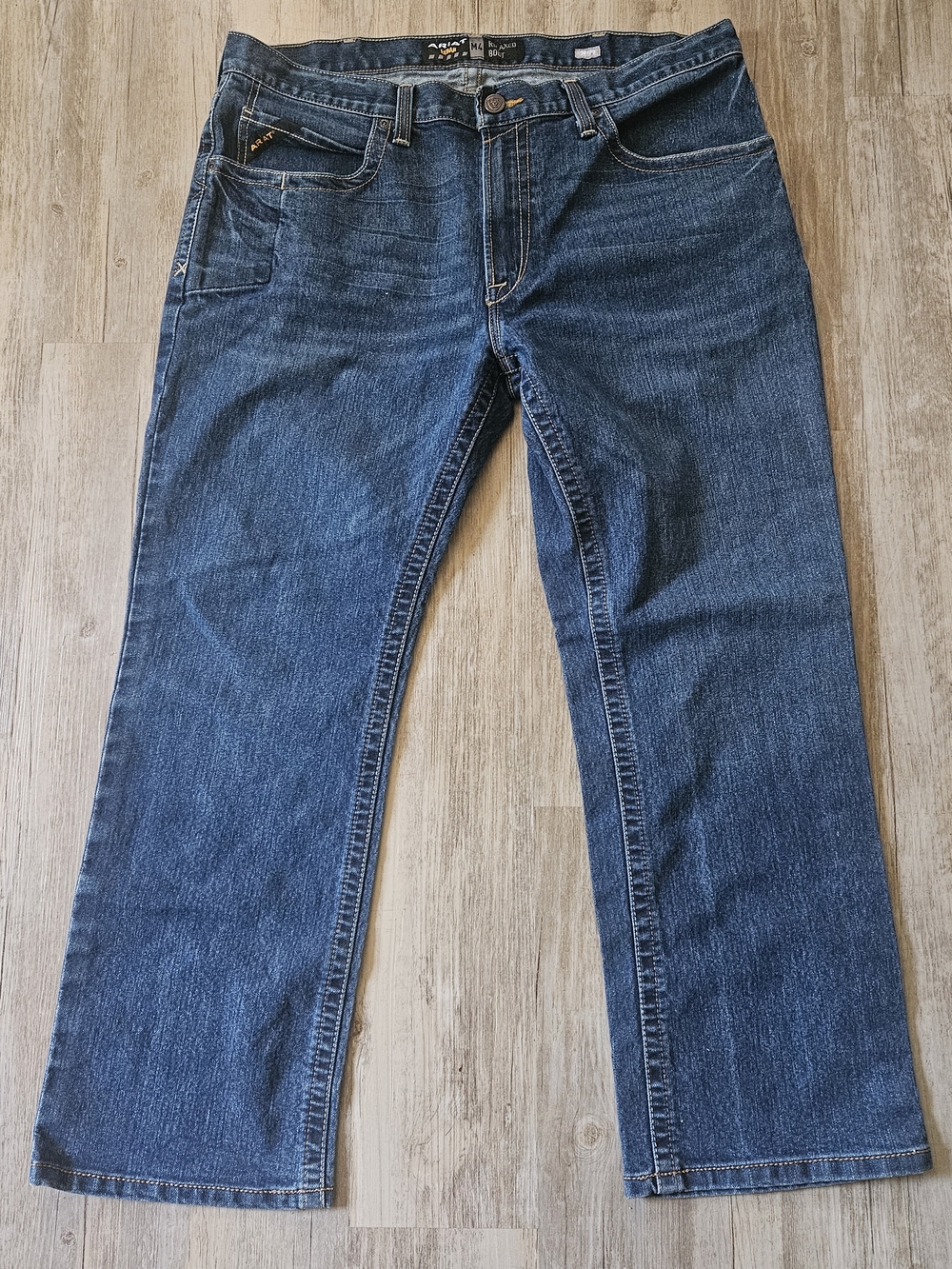 Ariat Rebar Men's Dark Blue M4 Relaxed Boot Bootcut Cowboy Work Jeans 38x30
